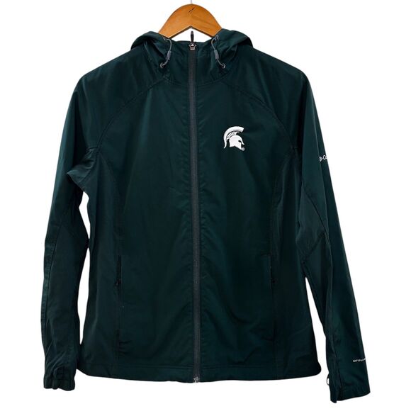Columbia Michigan State Zip Up Jacket Hoodie Omni-Shield Green Size Large MSU - Picture 1 of 8